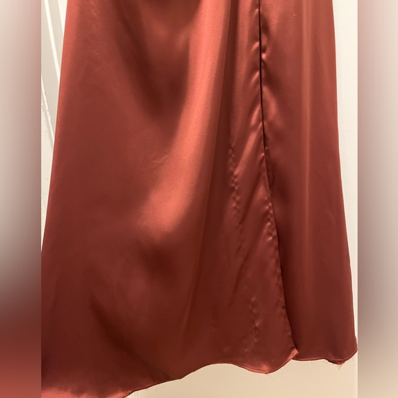 Revelry Rory Satin Bridesmaids Dress - Terracotta Rush - Picture 7 of 10